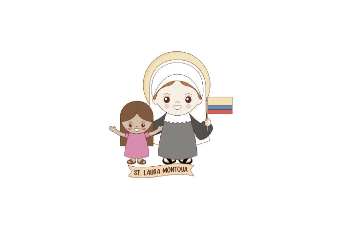 Imagen de Santa Laura Montoya y una niña