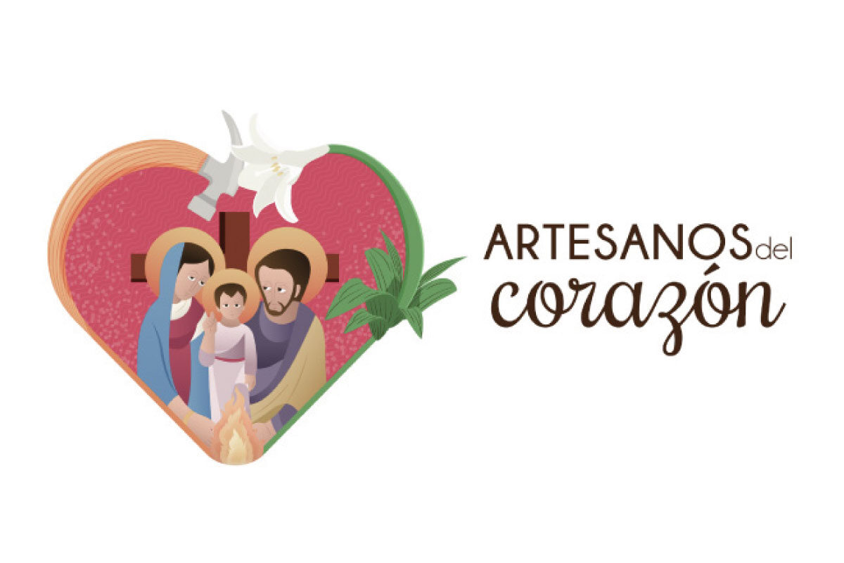 Imagen del logo de artesanos de corazón donde aparece la Sagrada Familia de Nazaret