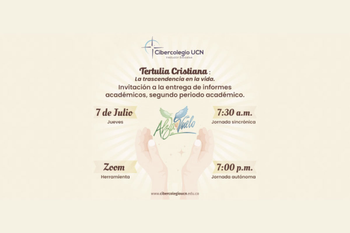 Invitación a tertulia cristiana con horarios y fecha.