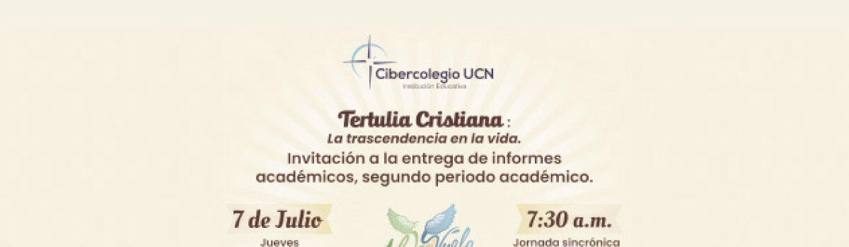 Invitación a tertulia cristiana con horarios y fecha.